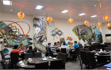 五河海鲜餐厅墙体彩绘